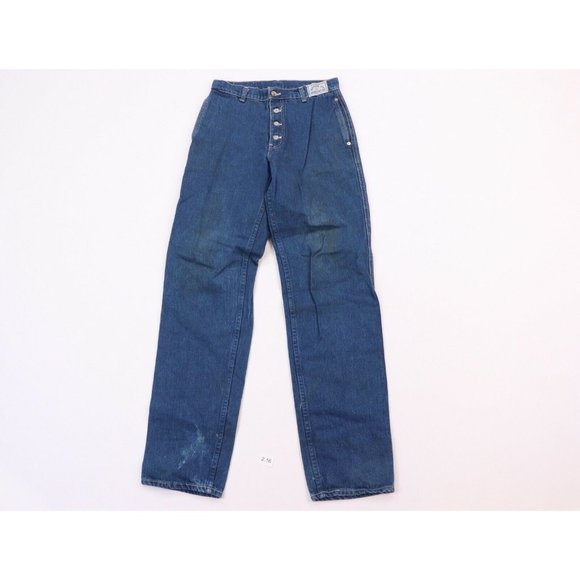 Vintage 70s Levis Movin On Workwear Button Fly Thrashed Denim Jeans 29x34 USA